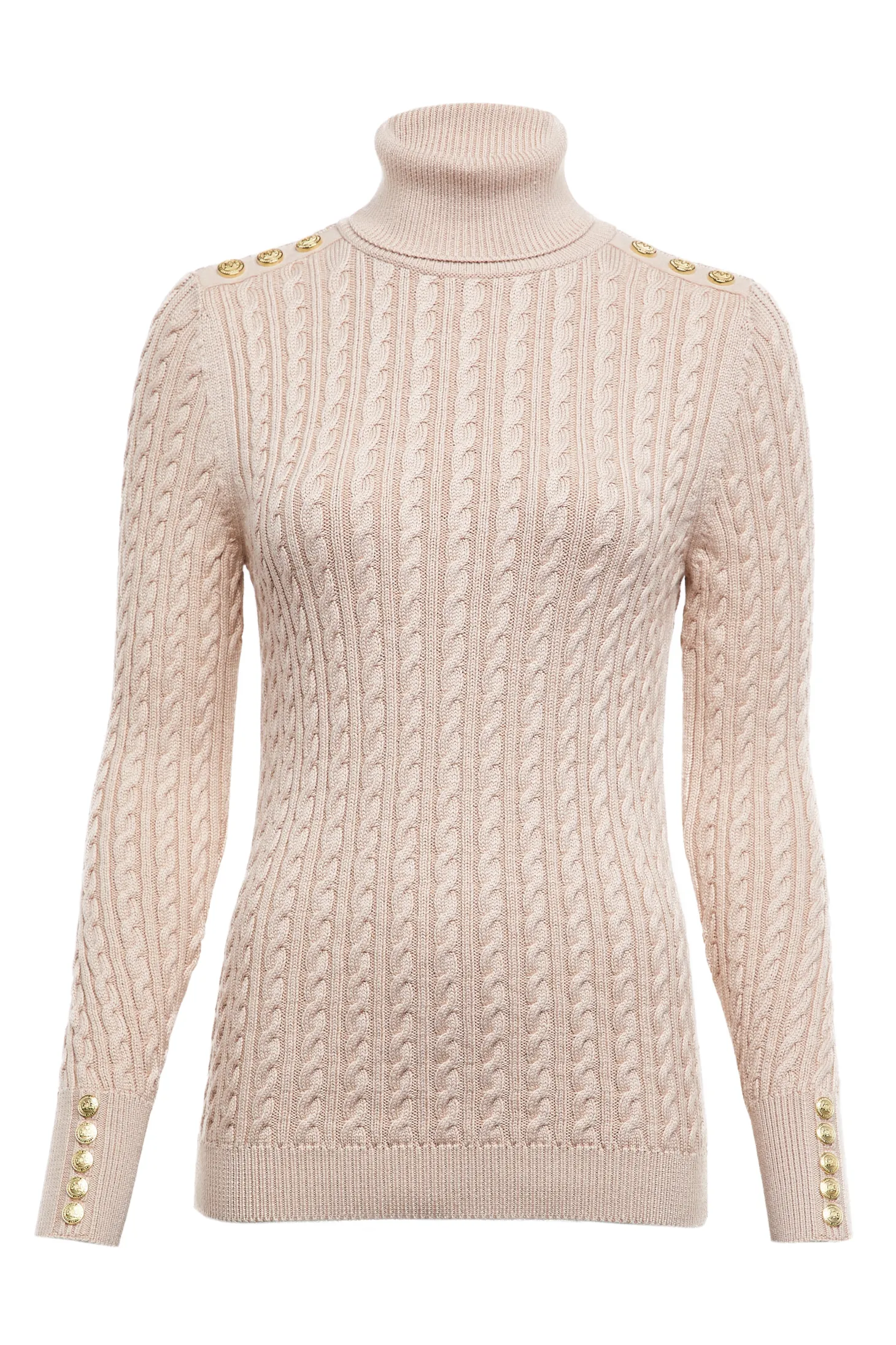 Seattle Roll Neck Cable Knit (Oatmeal)