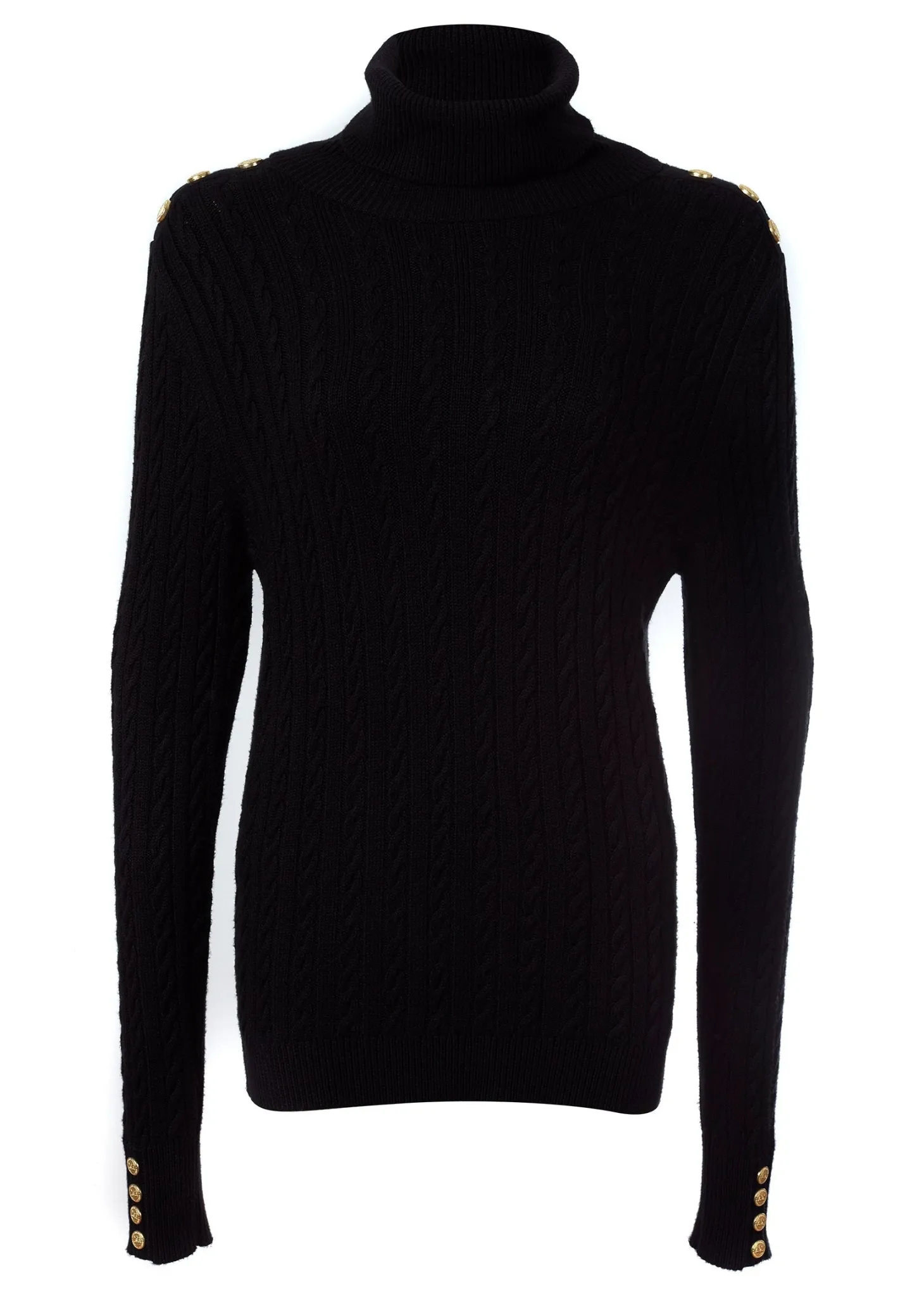 Seattle Roll Neck Cable Knit (Black)