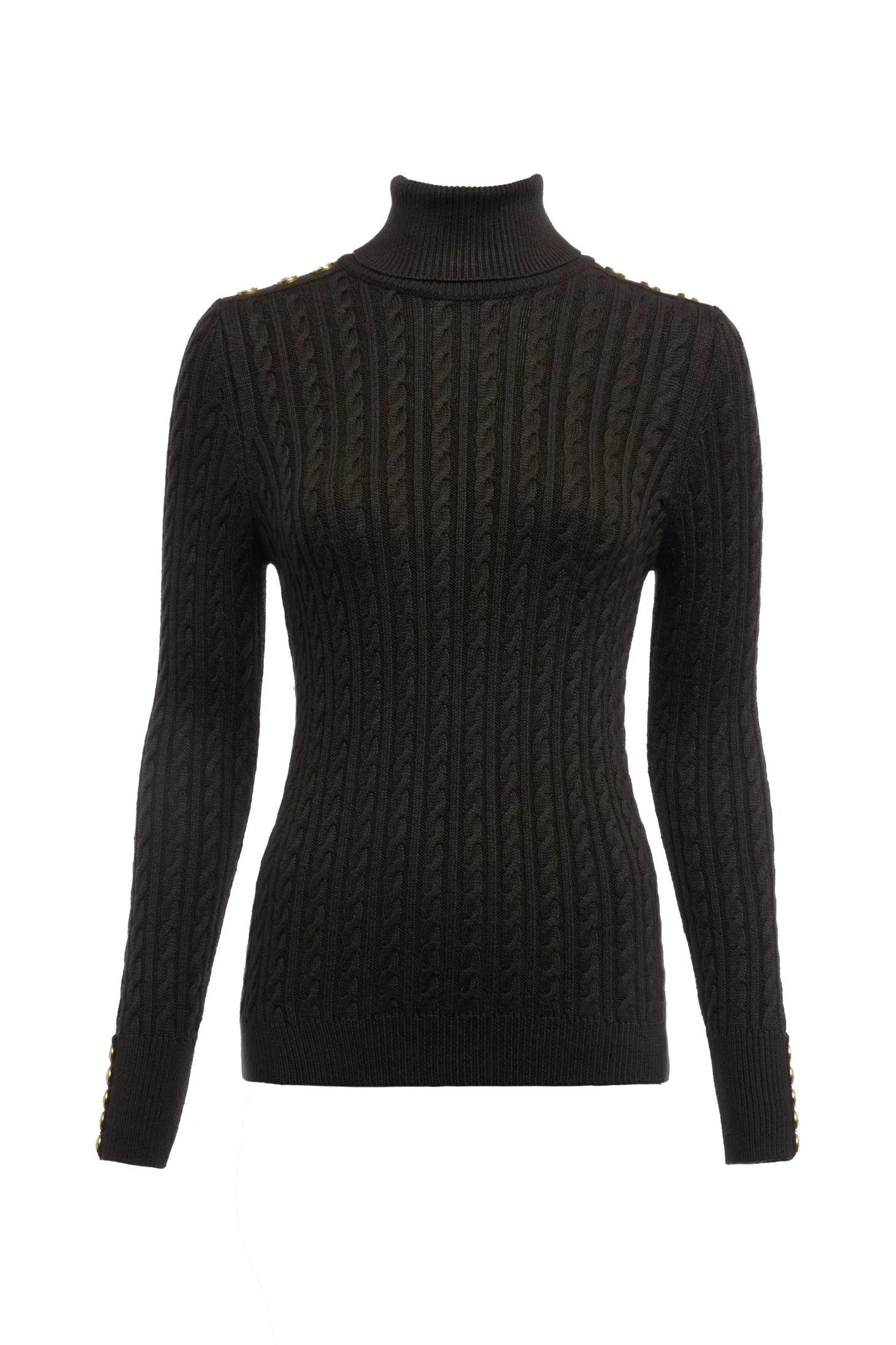 Seattle Roll Neck Cable Knit (Fern Green)