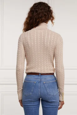 Seattle Roll Neck Cable Knit (Oatmeal)