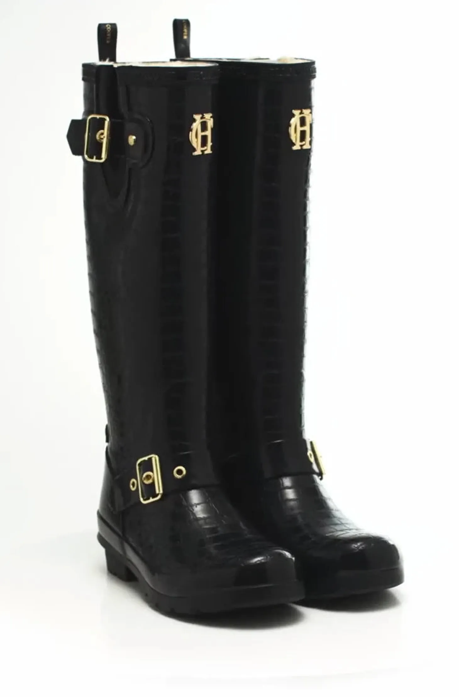 Sherpa Lined Regency Wellington (Black Croc)