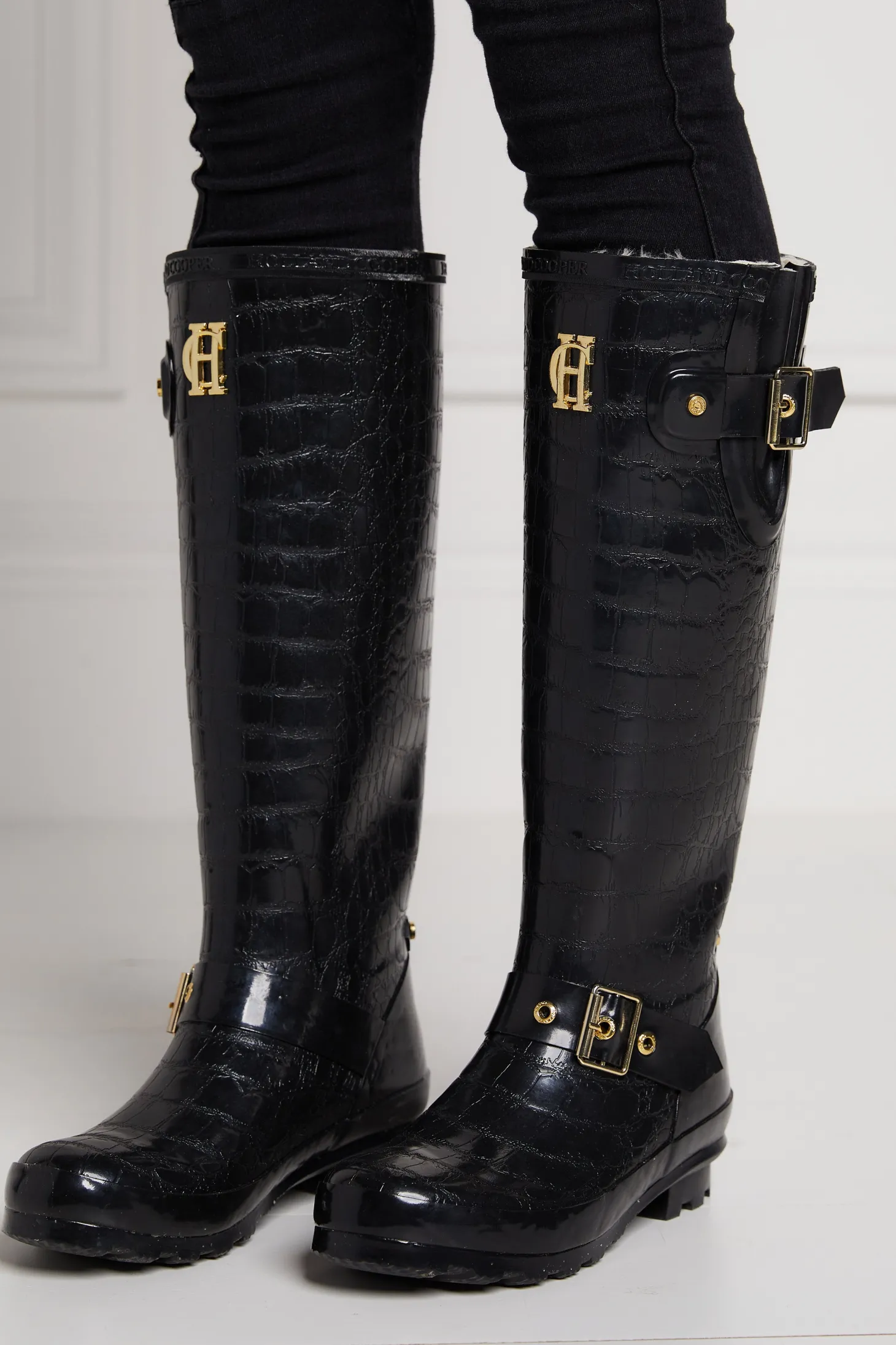 Sherpa Lined Regency Wellington (Black Croc)