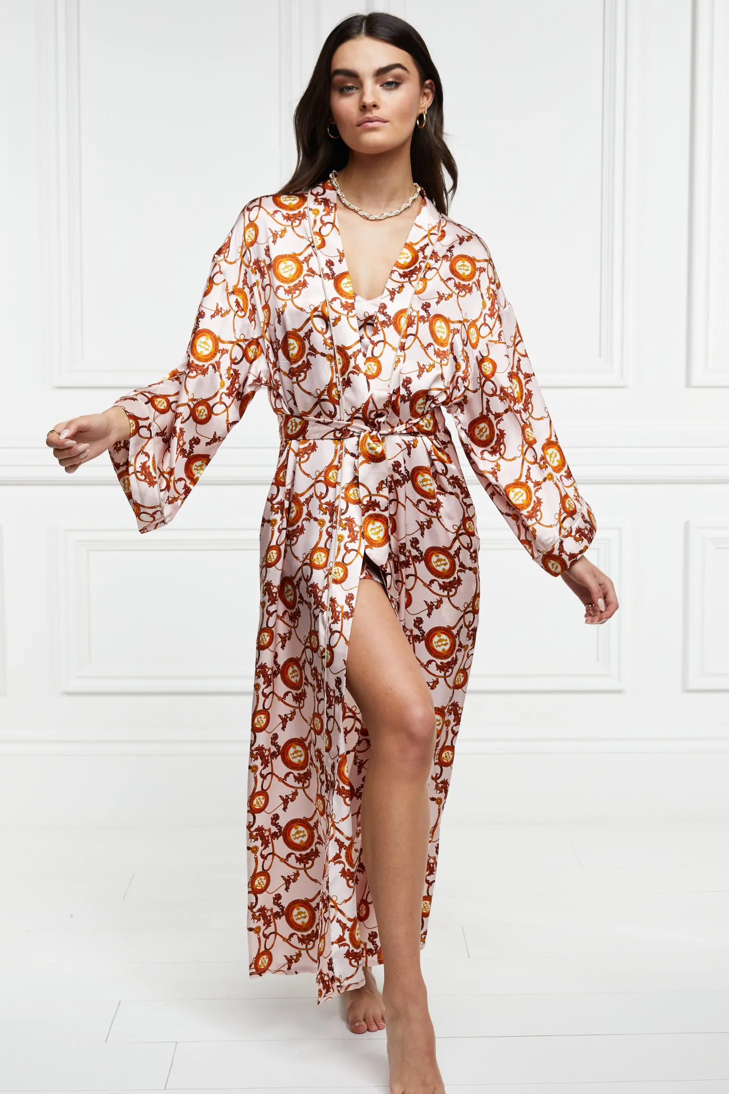 Silk Full Length Dressing Gown (Blush)