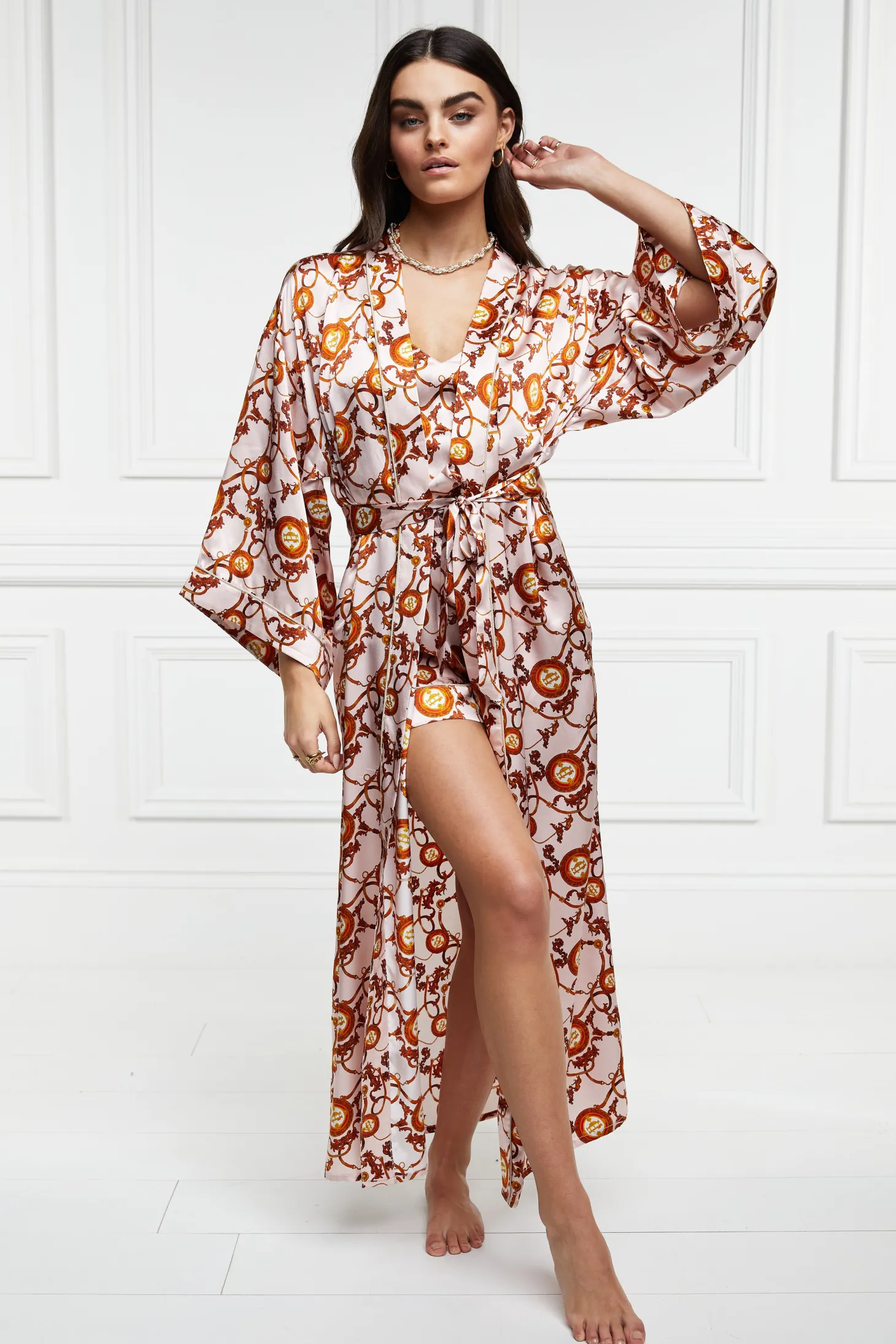 Silk Full Length Dressing Gown (Blush)