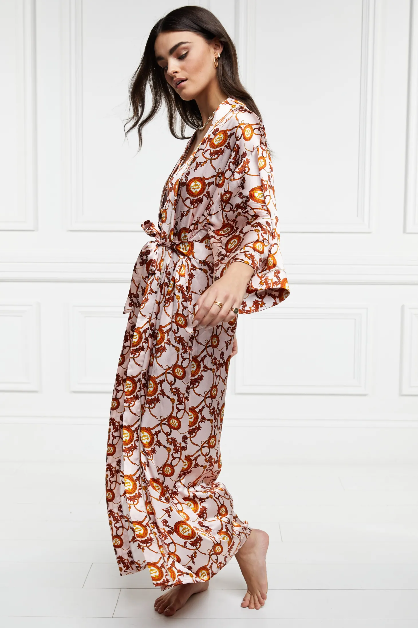 Silk Full Length Dressing Gown (Blush)