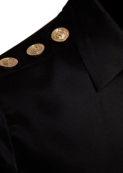 Silk V-Neck Blouse (Black)