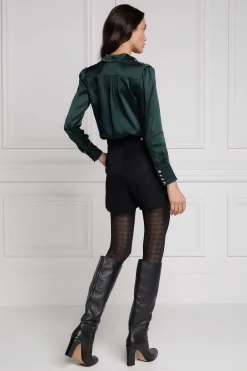 Silk V-Neck Blouse (Emerald)