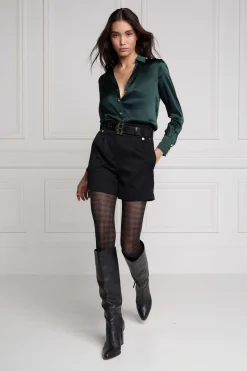Silk V-Neck Blouse (Emerald)