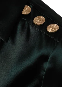 Silk V-Neck Blouse (Emerald)
