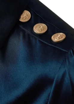 Silk V-Neck Blouse (Petrol Blue)