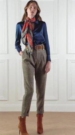 Silk V-Neck Blouse (Petrol Blue)