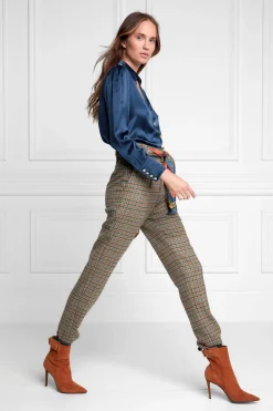Silk V-Neck Blouse (Petrol Blue)