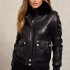 Sloane Leather Bomber (Black)