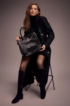 The Brompton Tote (Black Croc)