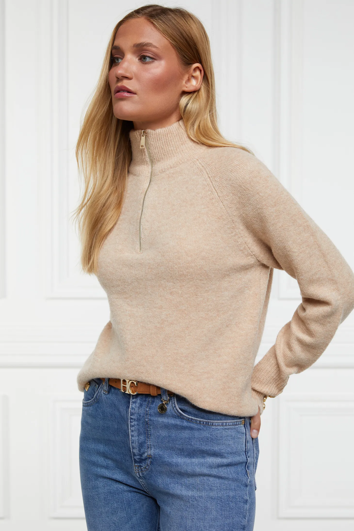 Tori Quarter Zip Knit (Camel)