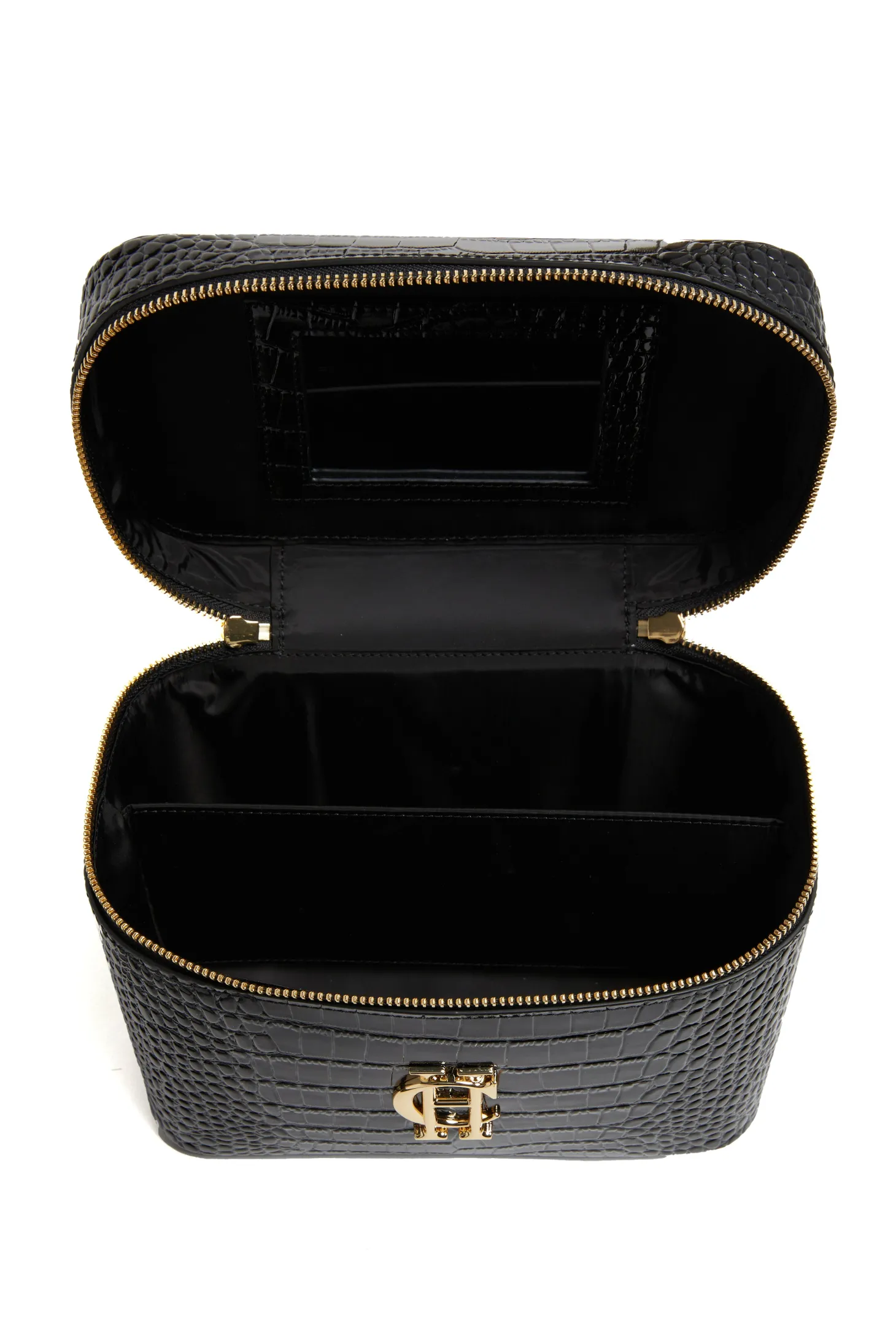 Travel Makeup Bag (Black Croc)
