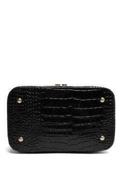 Travel Makeup Bag (Black Croc)