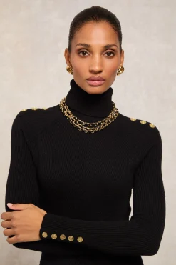 Triple Chain Necklace (Black Gold)