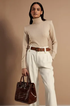 Victoria Cashmere Roll Neck (Stone)