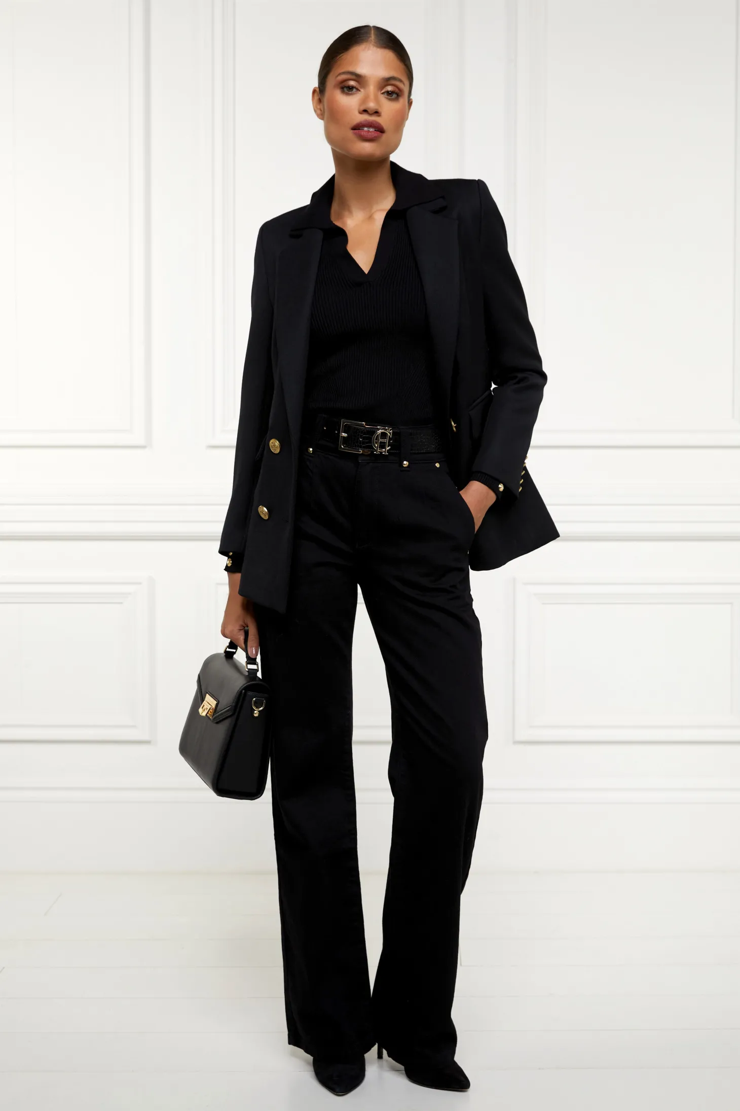 V-Neck Rib Top (Black)
