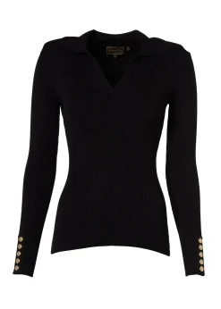V-Neck Rib Top (Black)