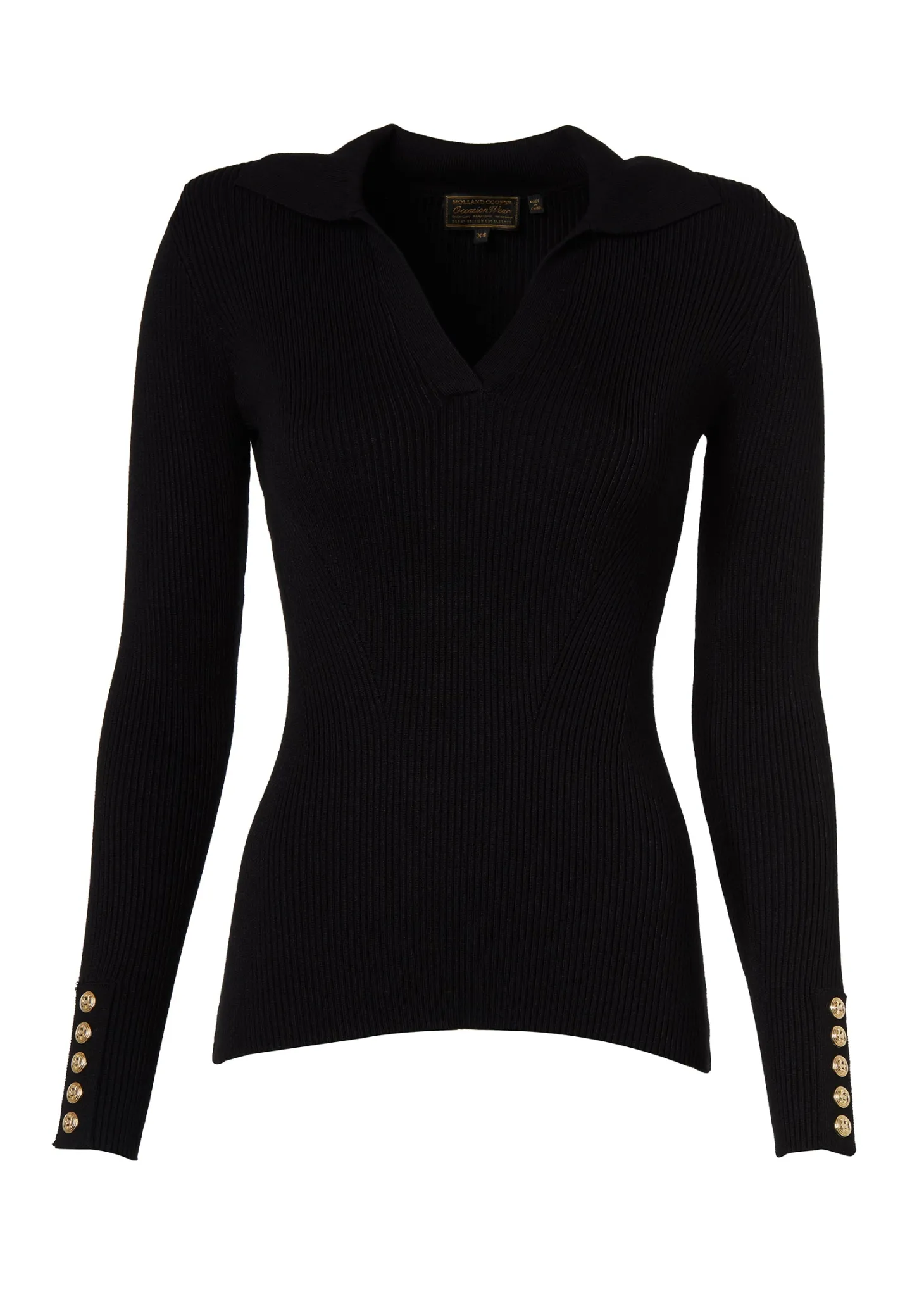 V-Neck Rib Top (Black)