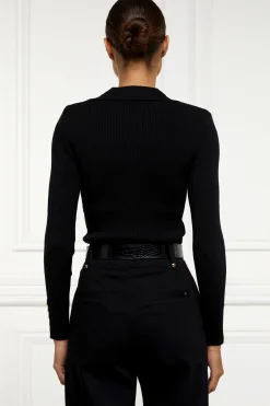 V-Neck Rib Top (Black)