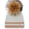 Zoe Bobble Hat (Cream Stripe)