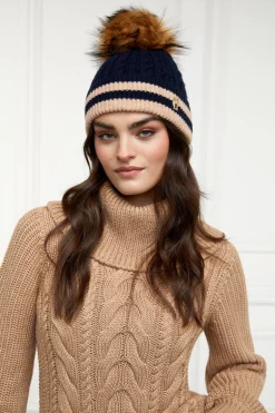 Zoe Bobble Hat (Ink Navy Stripe)